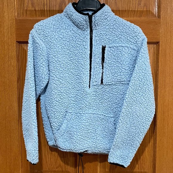 NO BOUNDARIES Women's Juniors M 7-9 Light Blue 1/2 Zip Sherpa Sweatshirt Top - Picture 1 of 4